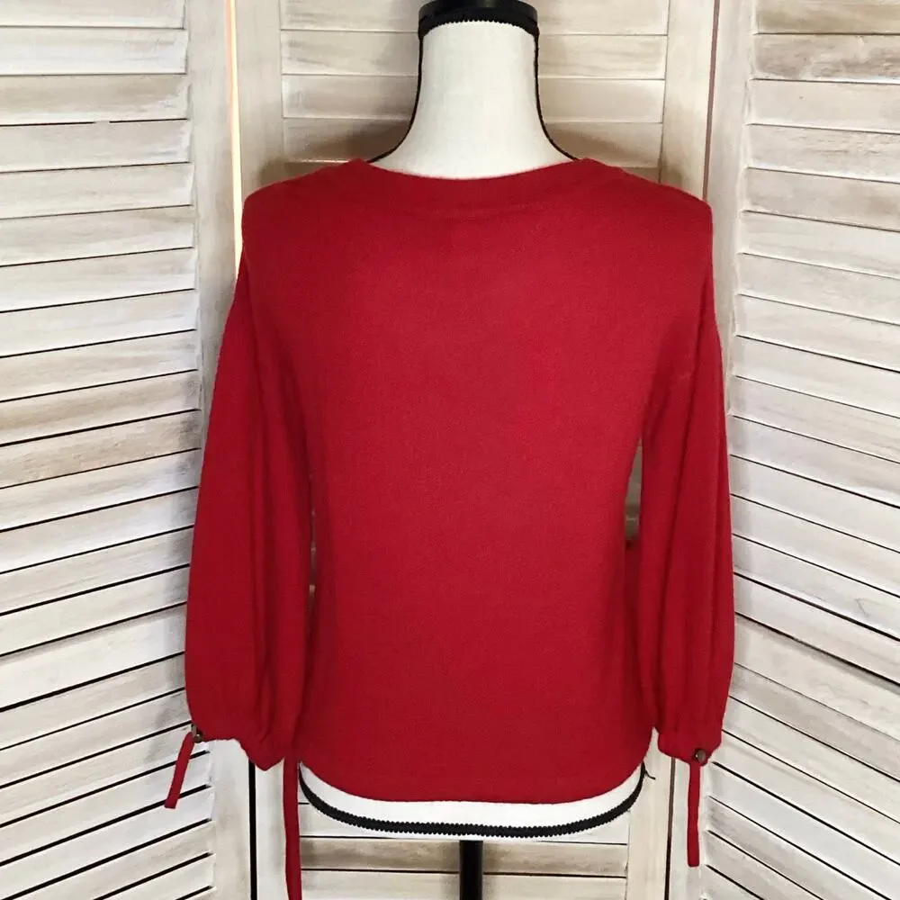 Childress Y2K Red 100% Cashmere Cropped Blouson Pocket Sweater 1 S